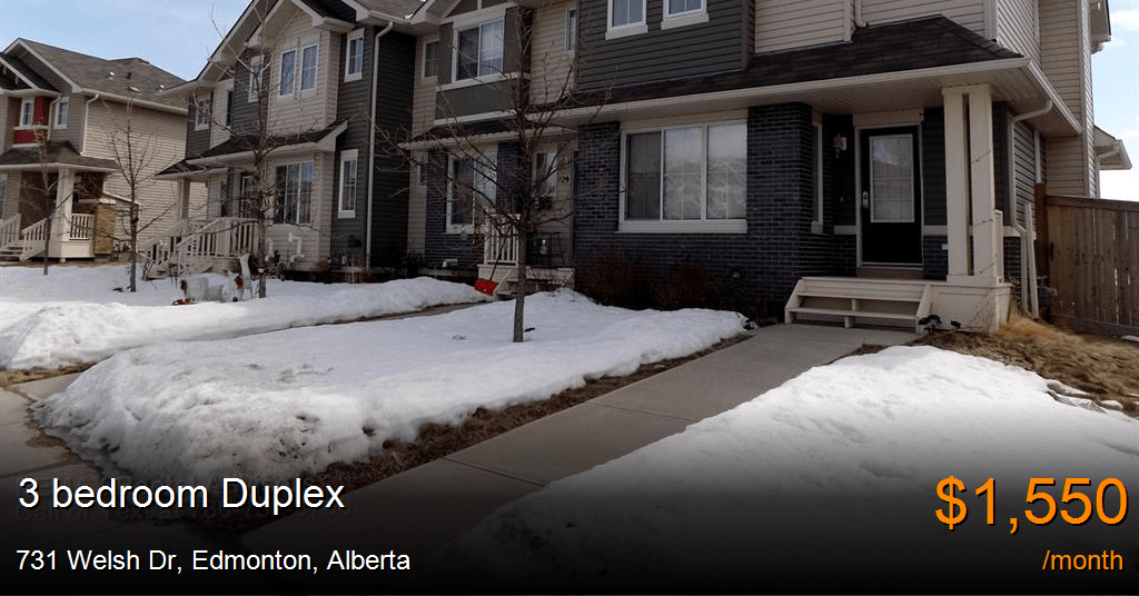 731 welsh dr, edmonton Duplex for Rent