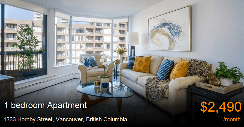 1333 hornby street, vancouver Apartment for Rent