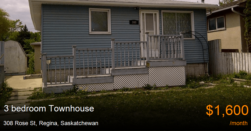 308 rose st, regina Townhouse for Rent