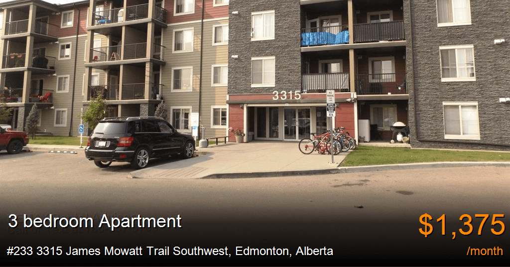 233 3315 james mowatt trail southwest, edmonton Apartment for Rent
