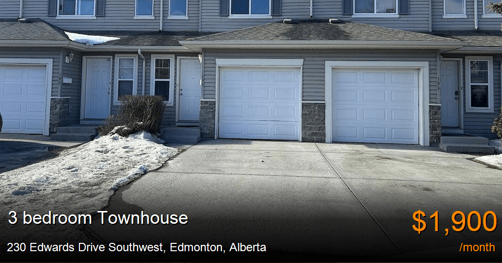 230 edwards drive southwest, edmonton Townhouse for Rent