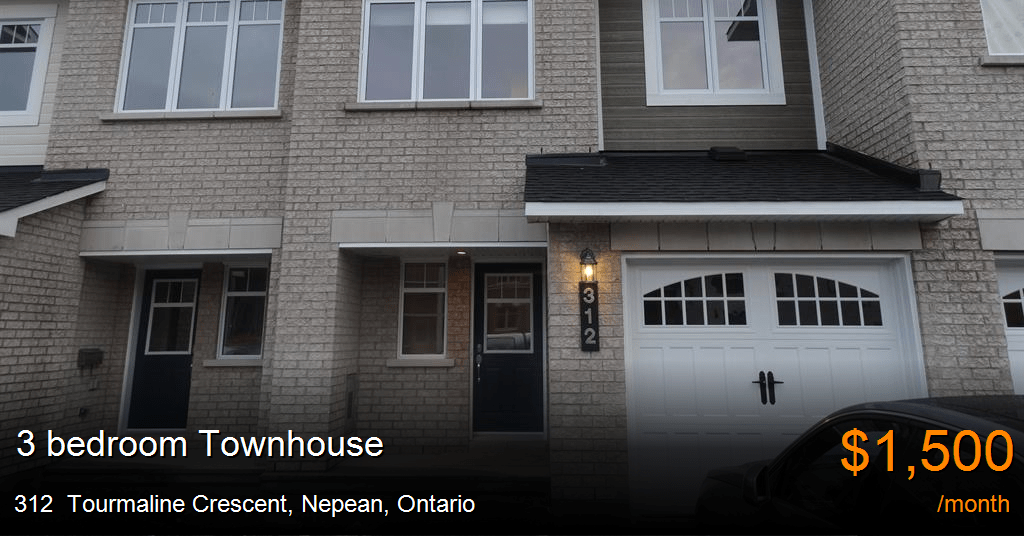 312 tourmaline crescent, nepean Townhouse for Rent