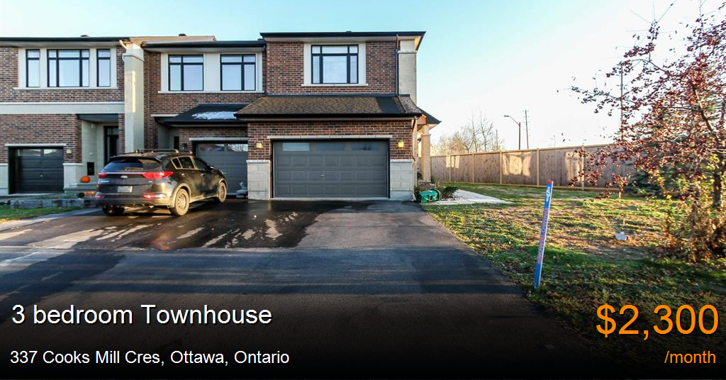 337 cooks mill cres, ottawa Townhouse for Rent