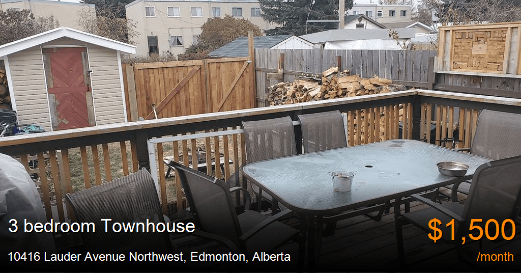 10416 lauder avenue northwest, edmonton Townhouse for Rent
