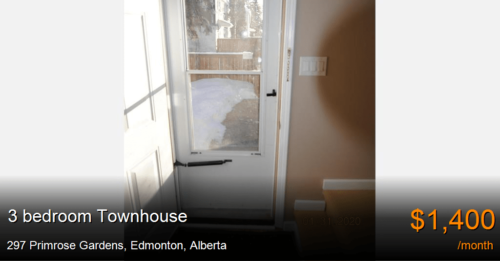 297 primrose gardens, edmonton Townhouse for Rent