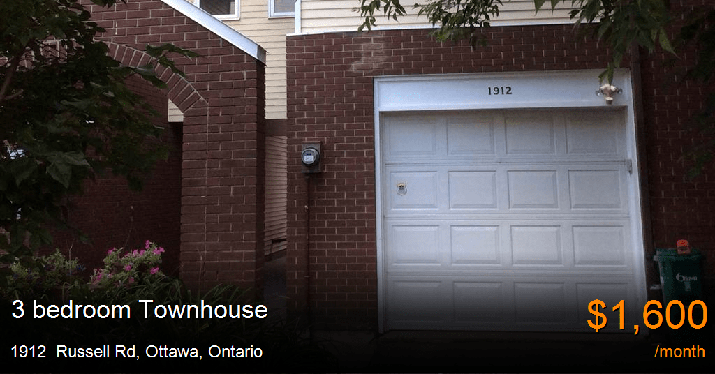 1912 russell rd, ottawa Townhouse for Rent