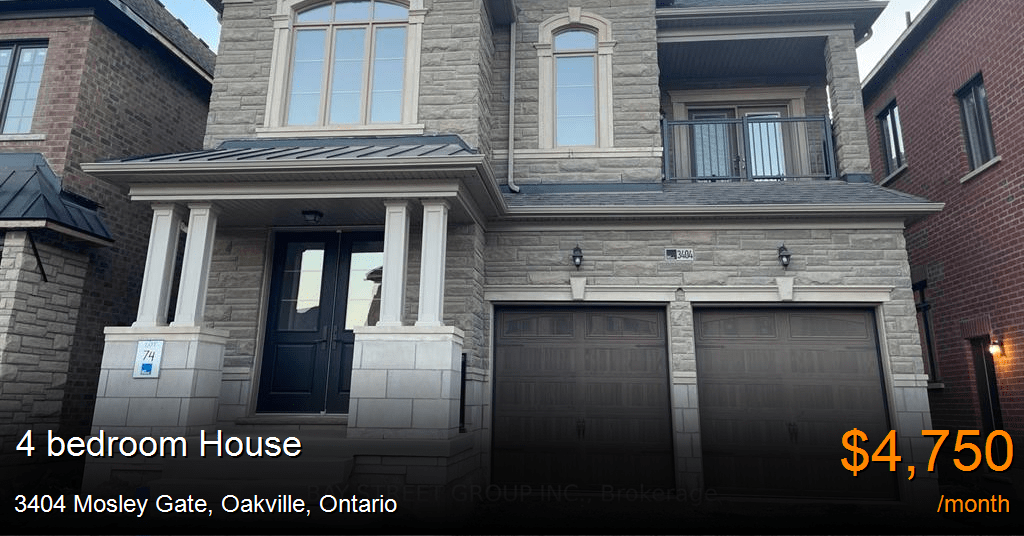 3404 mosley gate, oakville House for Rent