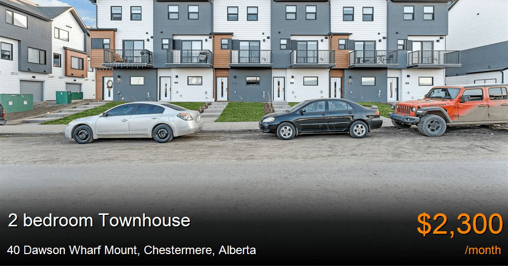40 dawson wharf mount, chestermere Townhouse for Rent