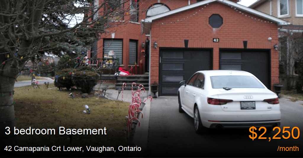 42 Camapania Crt Lower, Vaughan Basement for Rent
