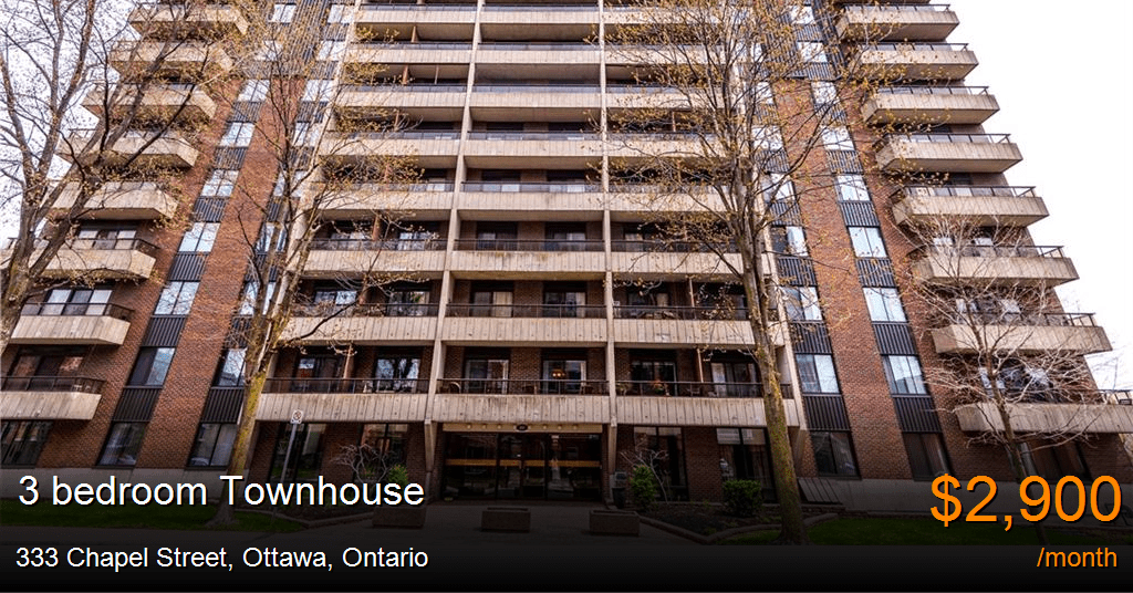333 chapel street, ottawa Townhouse for Rent