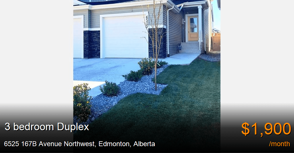 6525 167b avenue northwest, edmonton Duplex for Rent