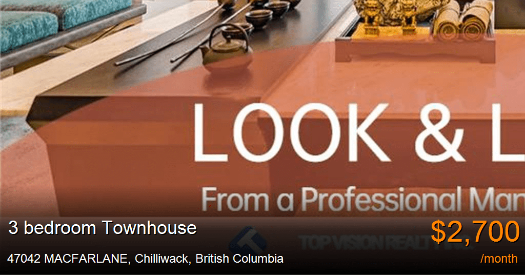 47042 macfarlane, chilliwack Townhouse for Rent