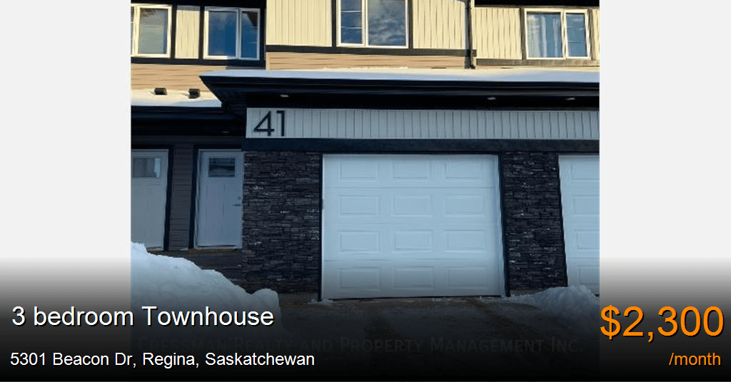 5301 beacon dr, regina Townhouse for Rent