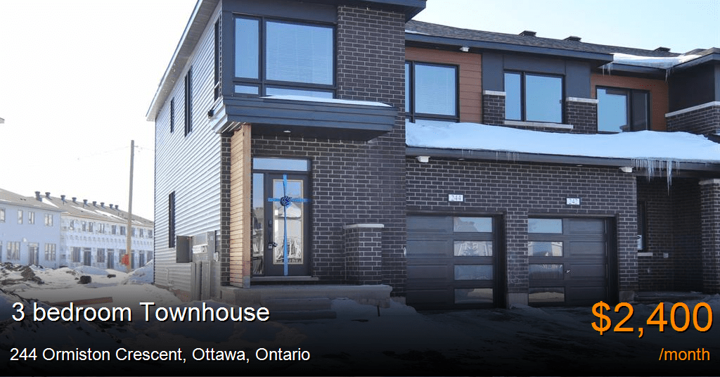 244 ormiston crescent, ottawa Townhouse for Rent