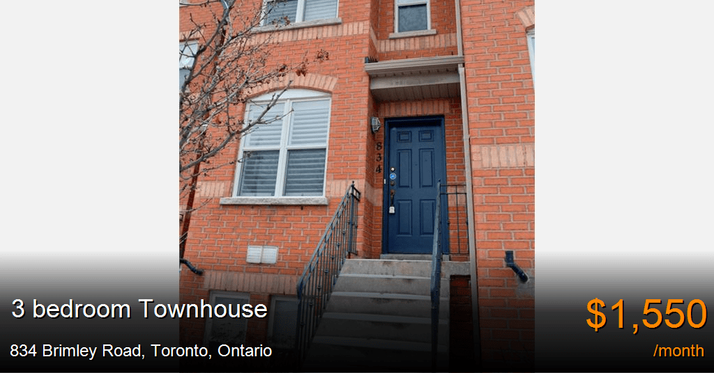 834 brimley road, toronto Townhouse for Rent