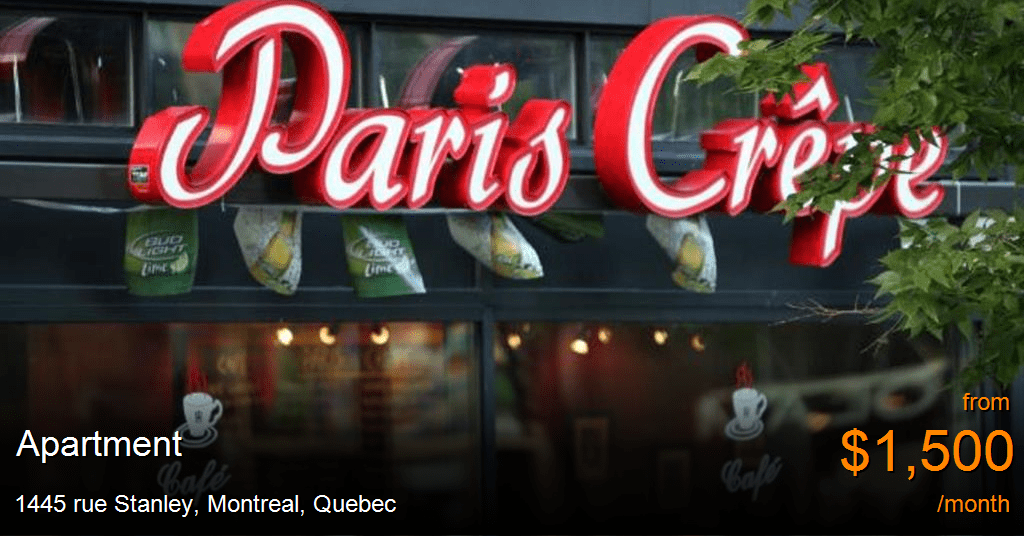 1445 rue stanley, montreal Apartment for Rent