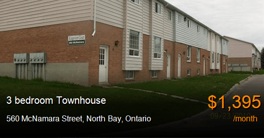 560 McNamara Street, North Bay Townhouse for Rent