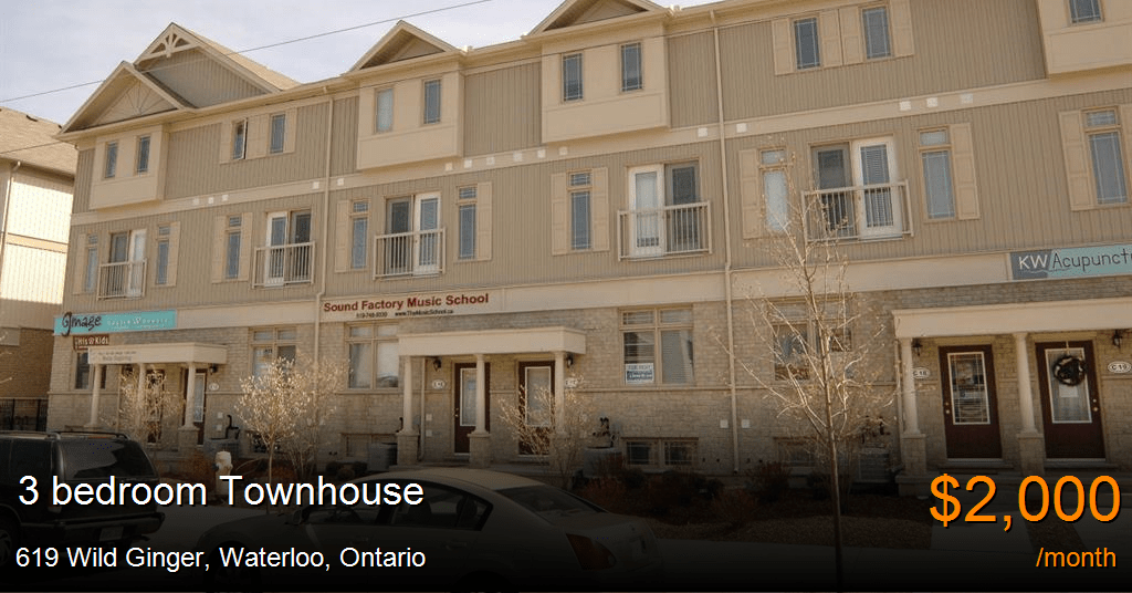 619 wild ginger, waterloo Townhouse for Rent
