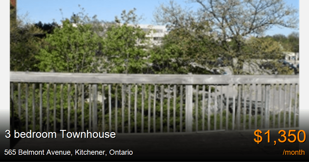 565 belmont avenue, kitchener Townhouse for Rent