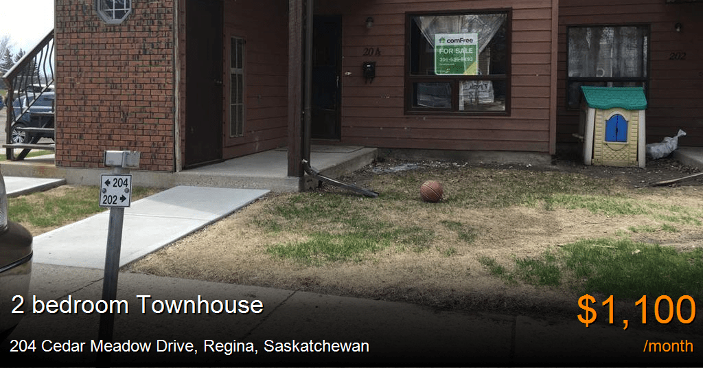 204 cedar meadow drive, regina Townhouse for Rent