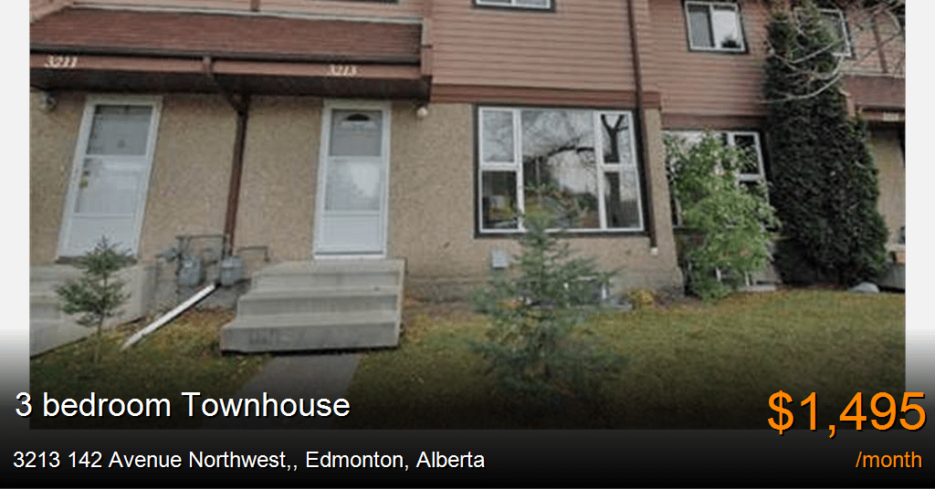 3213 142 avenue northwest,, edmonton Townhouse for Rent