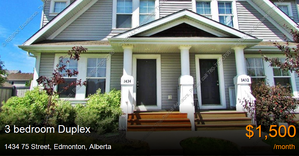 1434 75 street, edmonton Duplex for Rent
