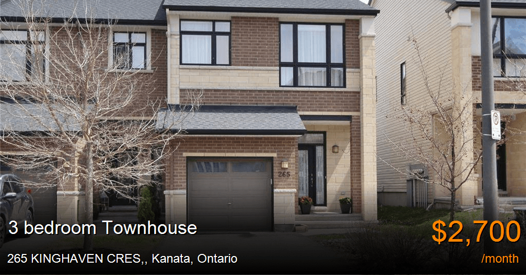 265 kinghaven cres,, kanata Townhouse for Rent