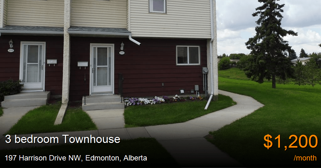 197 harrison drive nw, edmonton Townhouse for Rent