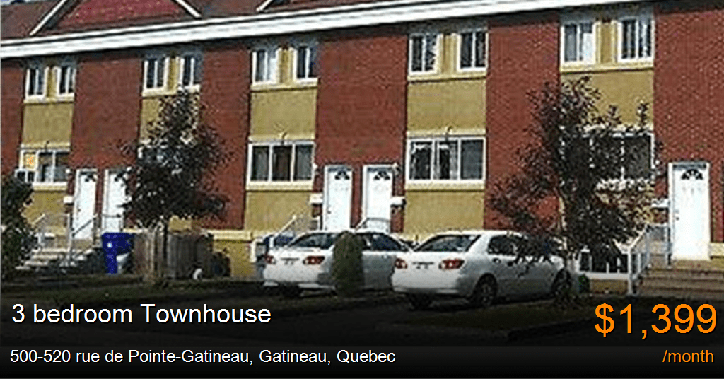 500520 rue de PointeGatineau, Gatineau Townhouse for Rent