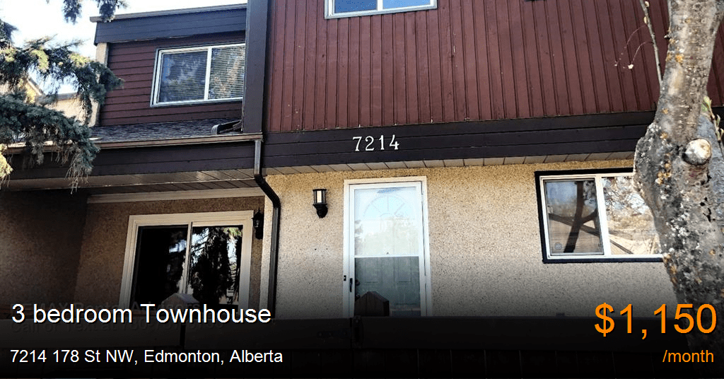 7214 178 St NW, Edmonton Townhouse for Rent
