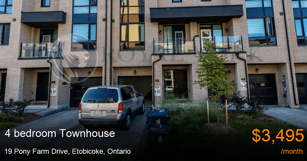 19 pony farm drive, etobicoke Townhouse for Rent