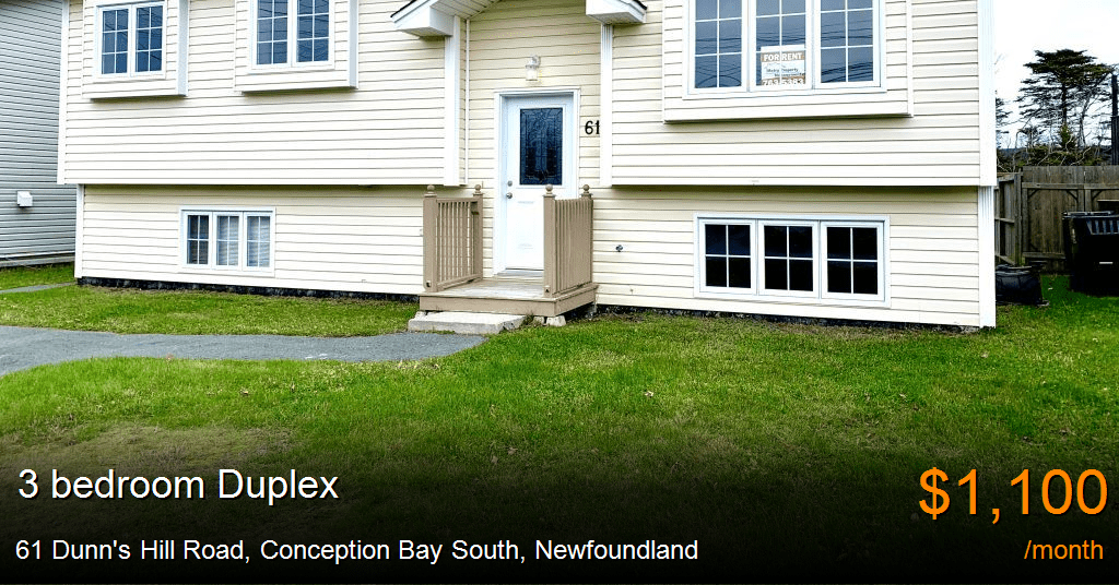 61 Dunn's Hill Road, Conception Bay South Duplex for Rent