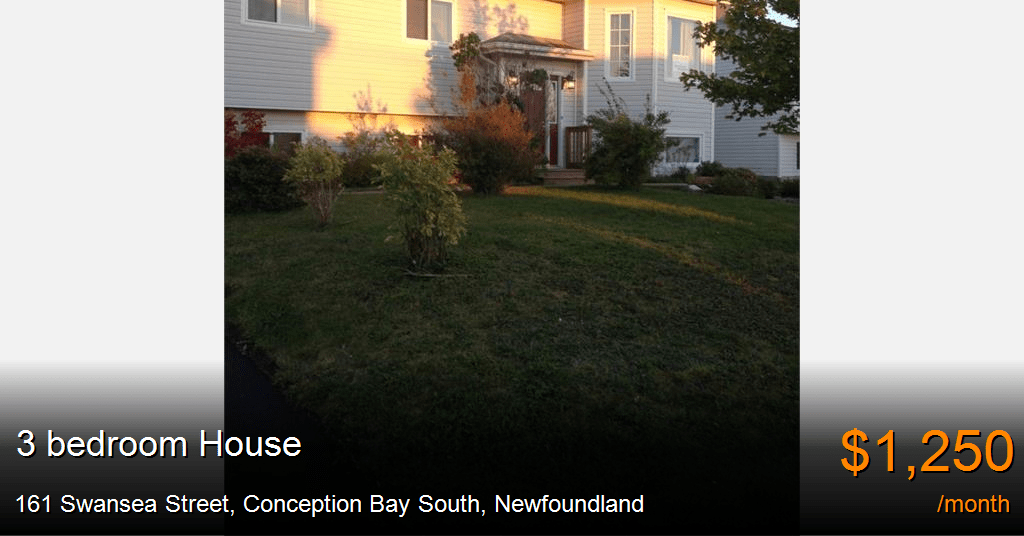 161 swansea street, conception bay south House for Rent