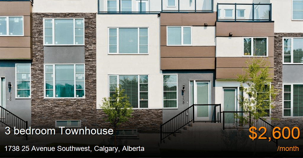 1738 25 avenue southwest, calgary Townhouse for Rent