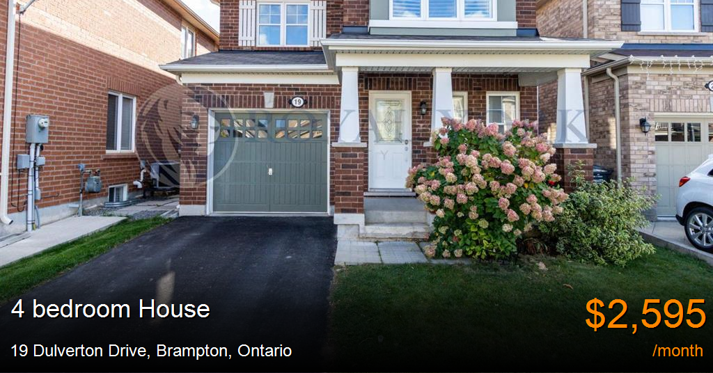 19 dulverton drive, brampton House for Rent