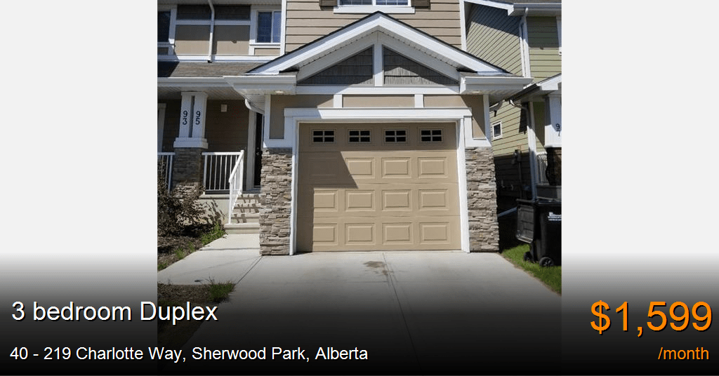40 219 charlotte way, sherwood park Duplex for Rent