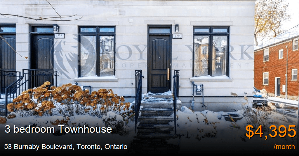 53 Burnaby Boulevard, Toronto Townhouse for Rent