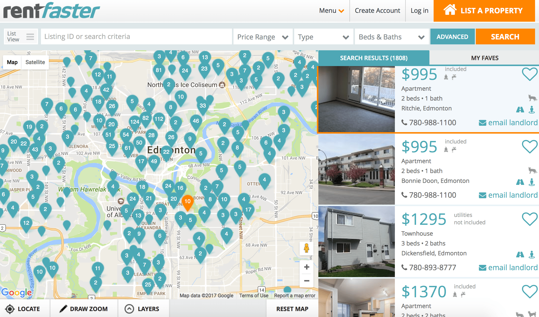 Map View Make Your Rental Search Simple RentFaster.ca