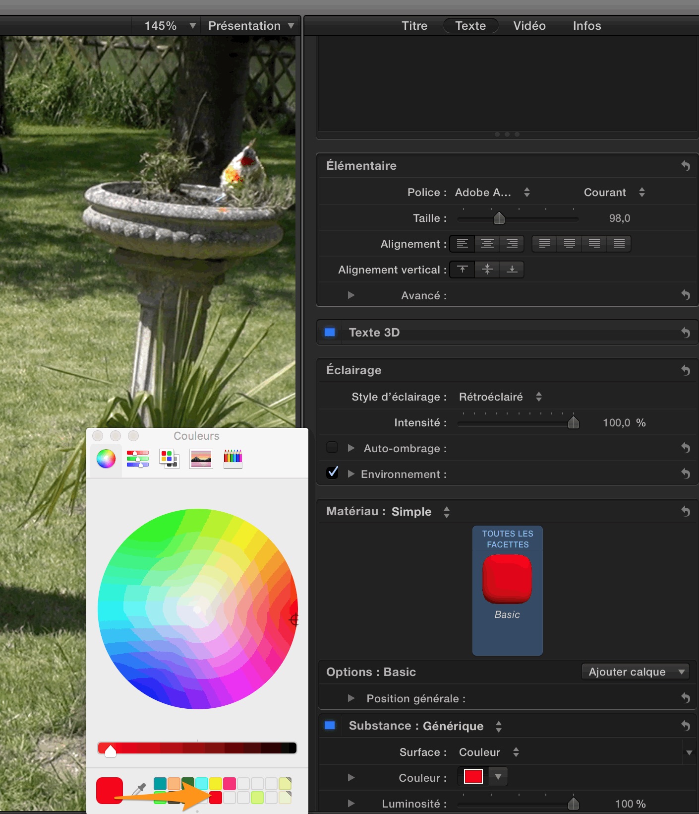copier/coller la couleur d un titre Apple Final Cut Pro X