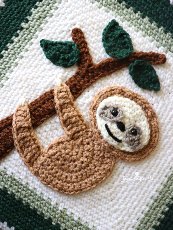 Crochet Sloth Applique Repeat Crafter Me