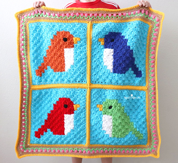 Crochet C2C Bird Blanket Repeat Crafter Me