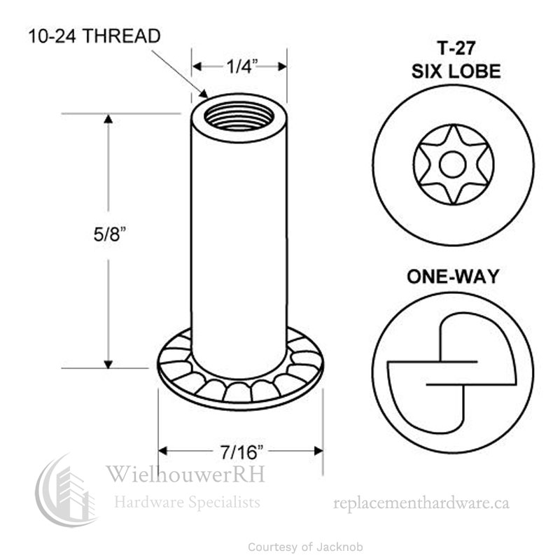 9713 Barrel Nut, One Way, 1024 x 5/8", Steel / Chrome » Wielhouwer