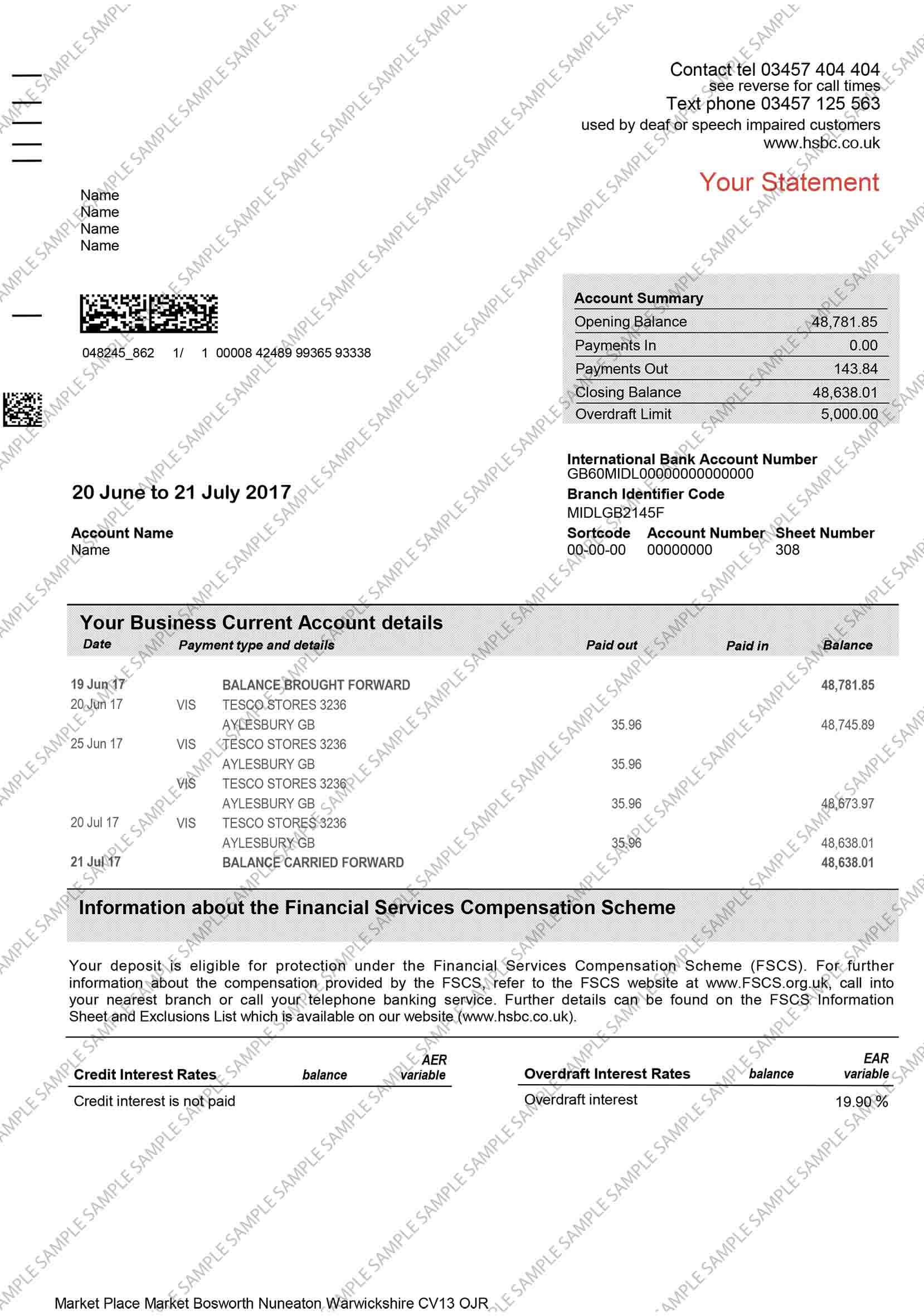 Replica HSBC Bank Statements Editable PDFs & Prints