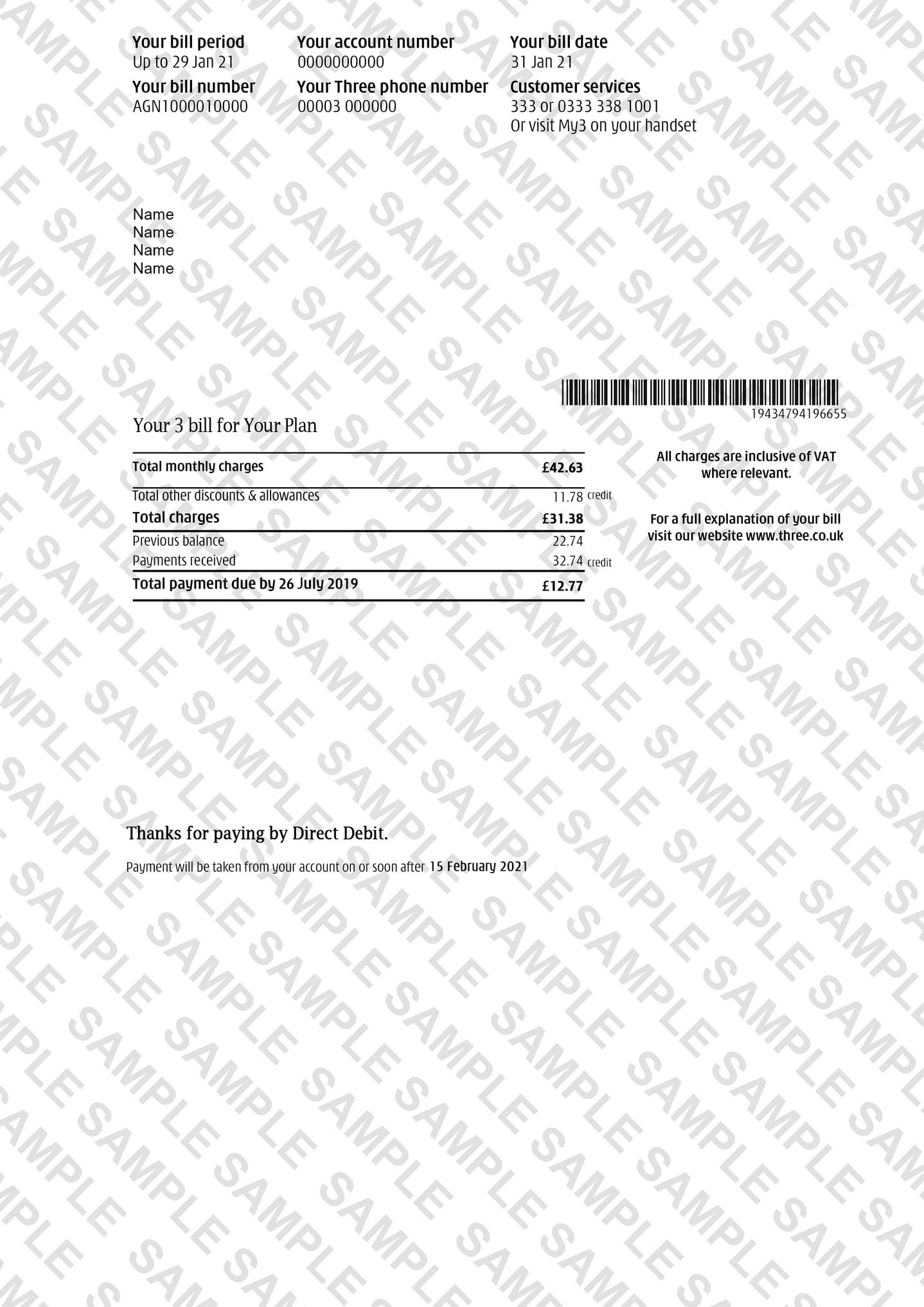 Replacement Three Bills Novelty Three Bill Templates