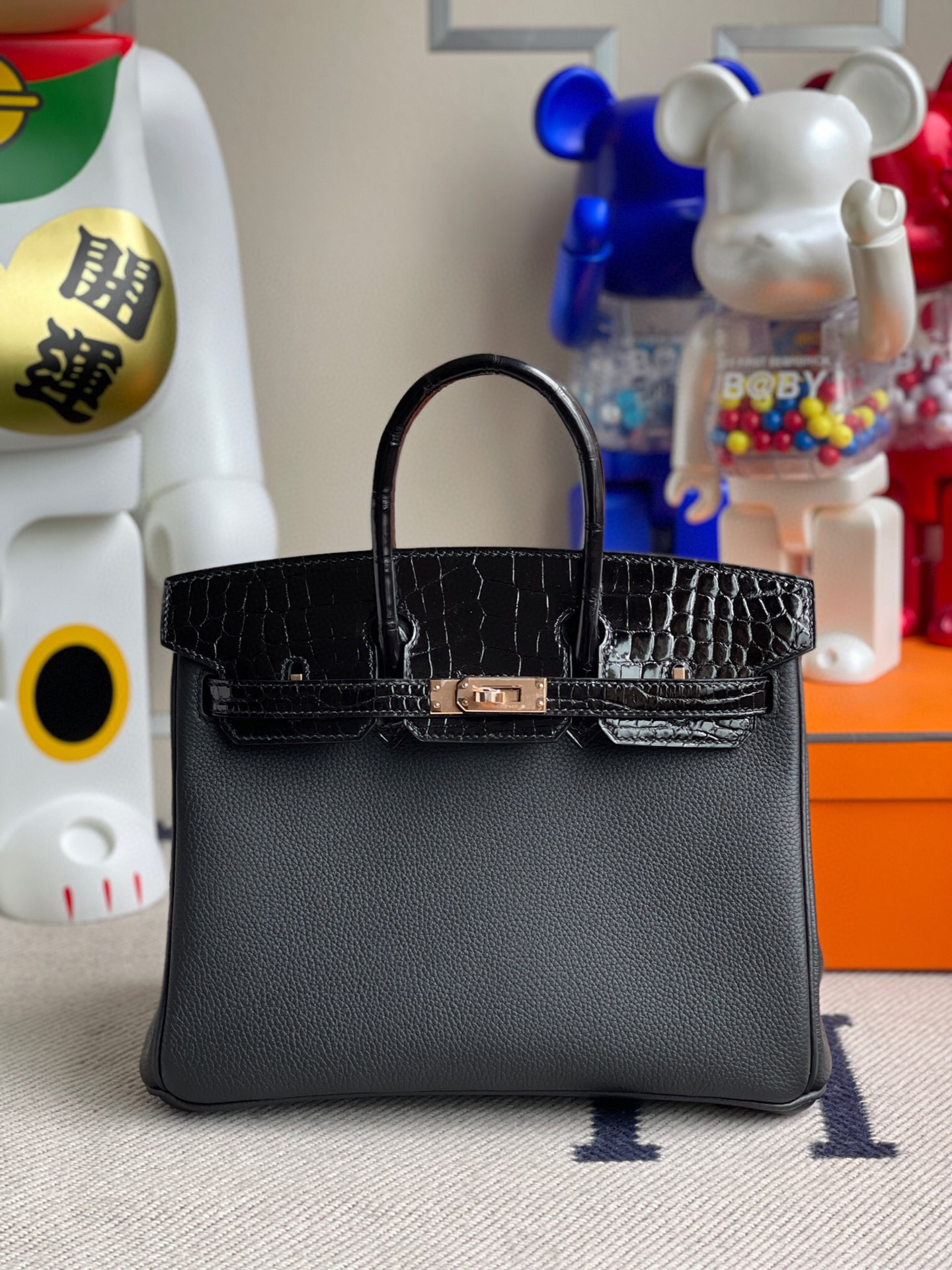 RepLadies Hermes Birkin Touch 25CM CK89 Nior Rose Gold RepLadies