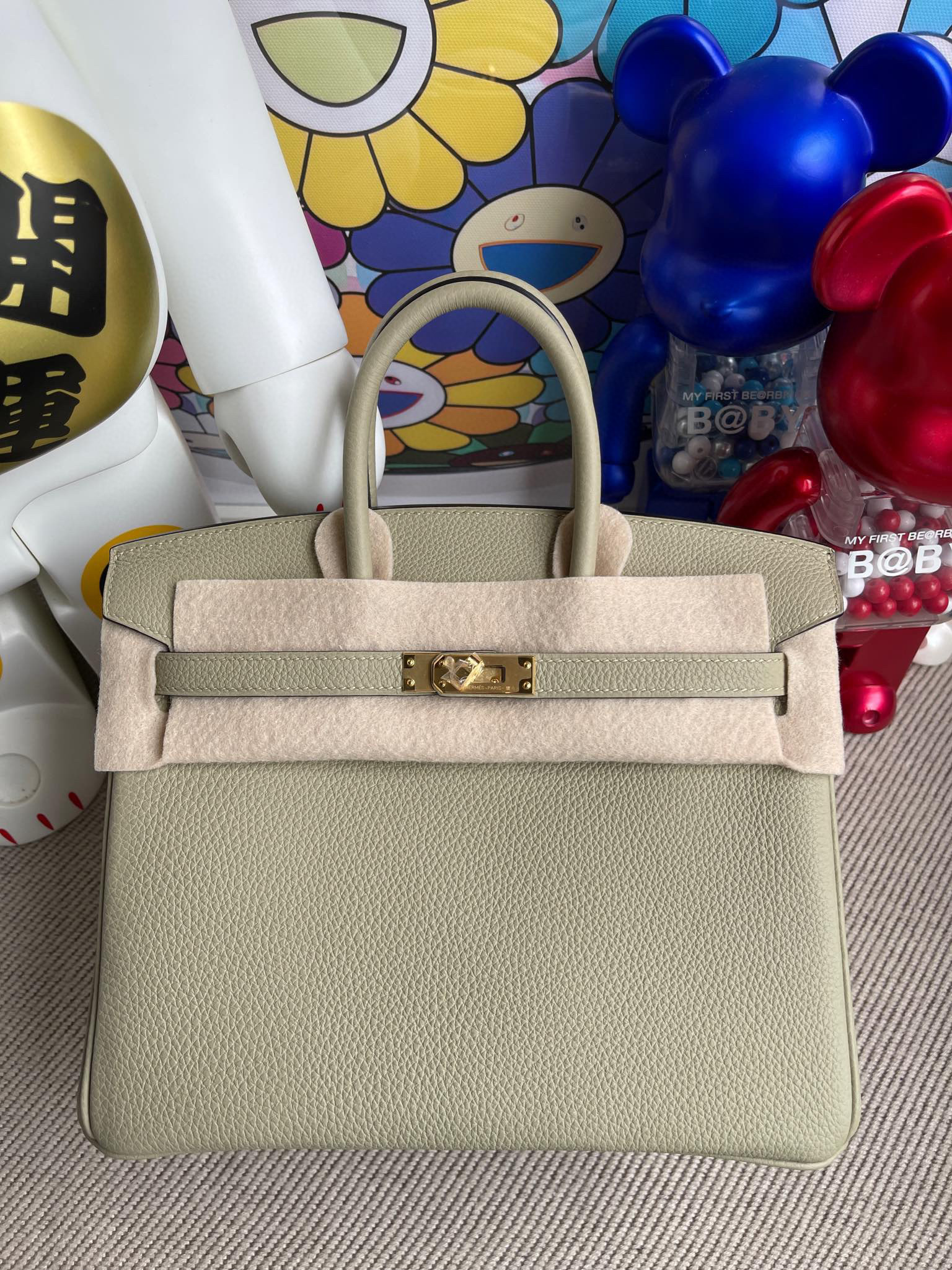 RepLadies Hermes Birkin 25CM Togo Leather Q1 Sauge Gold Hardware