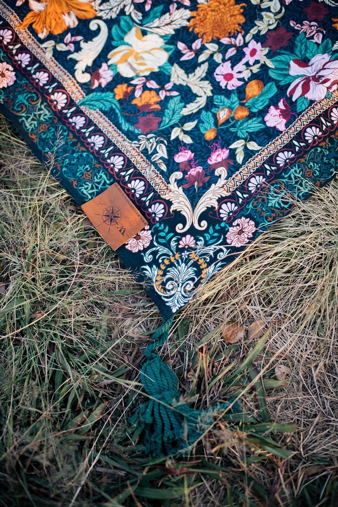 wandering folk Canvas Picnic Rug Emerald Forest