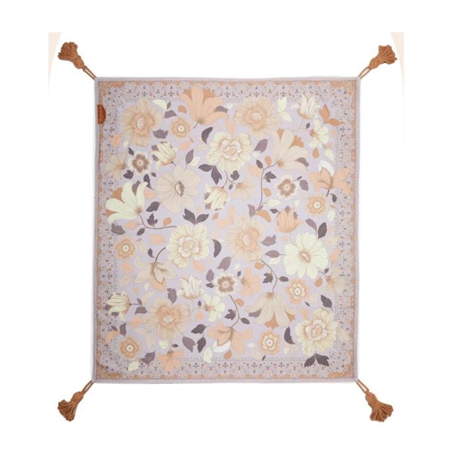 Wandering Folk Canvas Picnic Rug Fleur Lilac