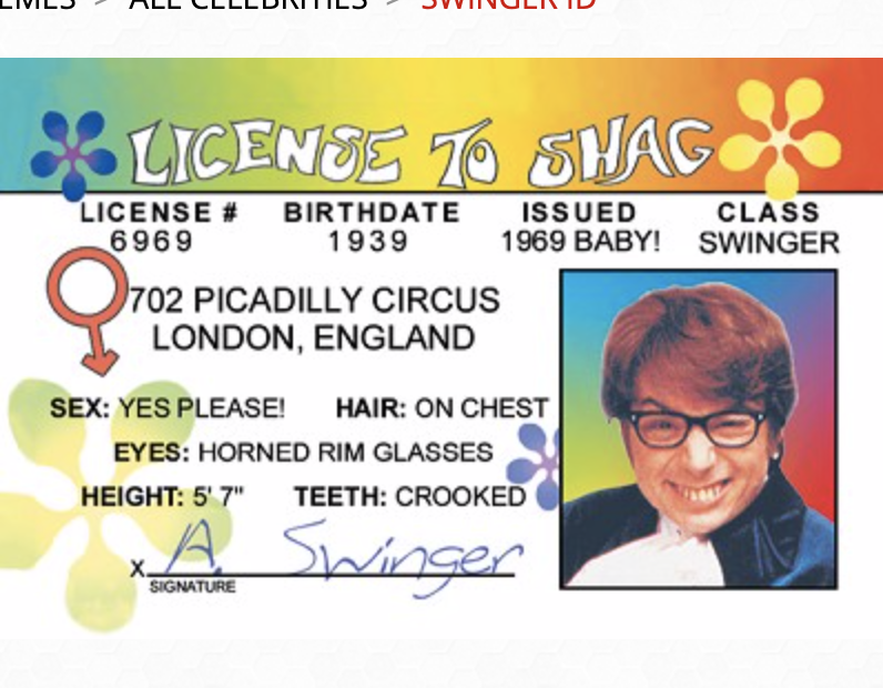 RePop Gifts Austin Powers Novelty ID card