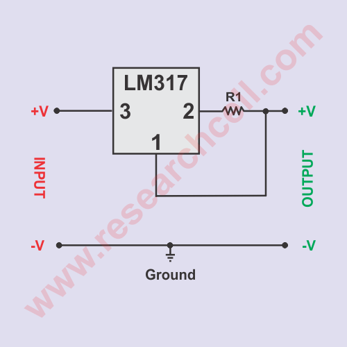 LM317 Pinout and Basic Circuit Diagram
